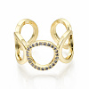 Brass Micro Pave Clear Cubic Zirconia Cuff Rings RJEW-S045-036G-NR-3