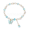 Frosted Dyed Synthetic Moonstone & Shell Pearl Round Beads Stretch Bracelets BJEW-JB11822-02-2