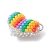 Seed Beads Beaded Charms PALLOY-MZ00367-3