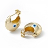 Enamel Crescent Moon with Evil Eye Stud Earrings EJEW-A093-01G-09-2