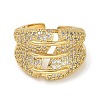 Rack Plating Brass Micro Pave Cubic Zirconia Cuff Finger Rings for Women RJEW-C114-20B-G-2