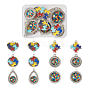 12Pcs 6 Style Zinc Alloy Enamel Pendants FIND-TA0001-63-21