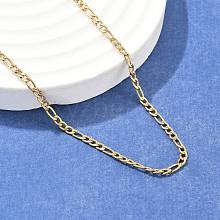 Ion Plating(IP) 304 Stainless Steel Figaro Chain Necklaces STAS-K168-01G