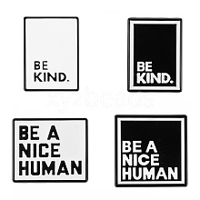 4Pcs 4 Style Be A Nice Human & Be Kind Enamel Pin JEWB-SZ0001-16