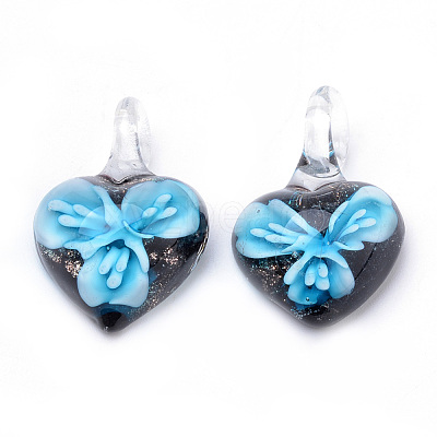 Handmade Gold Sand Lampwork Pendants LAMP-R138-06A-B-1