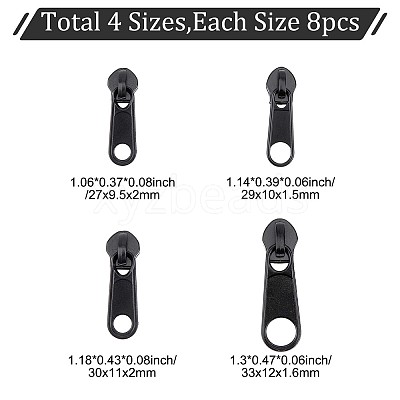 32Pcs 4 Style Zinc Alloy & Plastic Zipper Slider FIND-GF0003-95-1