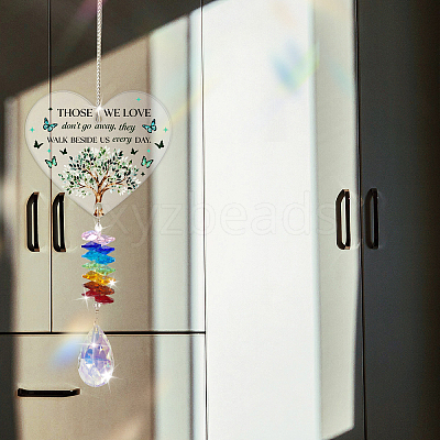 Glass Teardrop Hanging Suncatchers HJEW-WH0201-011-1