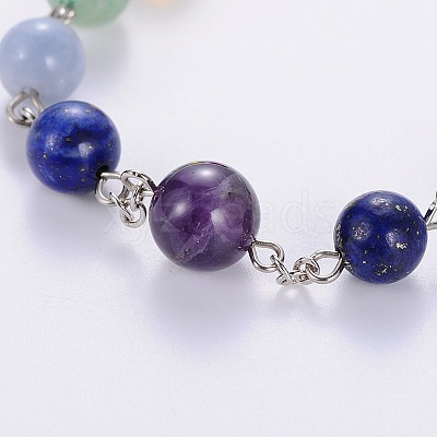 Seven Chakra Natural Gemstone Beaded Necklaces X-NJEW-JN00937-1