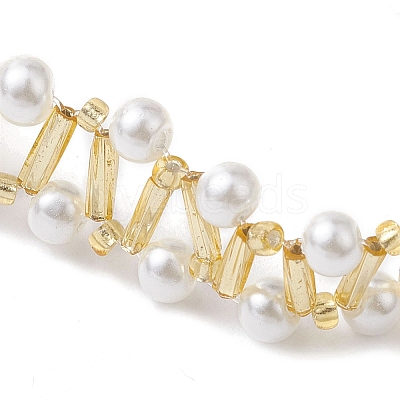 Imitated Pearl Acrylic & Glass Beaded Bracelets with 304 Stainless Steel Lobster Claw Clasps for Women BJEW-JB10199-01-1