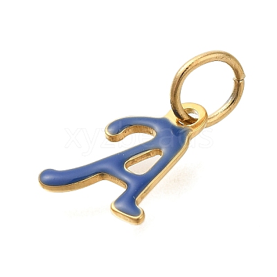 Ion Plating(IP) 304 Stainless Steel Enamel Alphabet Charms STAS-F308-02G-A-1