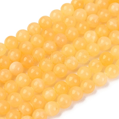 Natural Yellow Jade Bead Strands G-K121-02-6mm-1