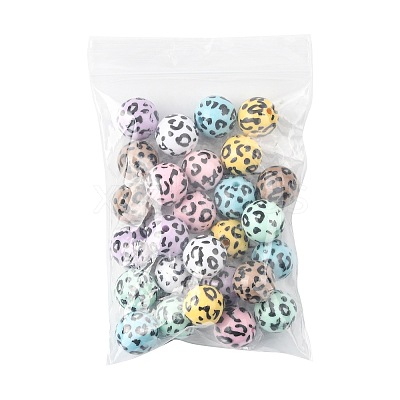 28Pcs 7 Colors Printed Opaque Acrylic Beads OACR-FS0002-46-1