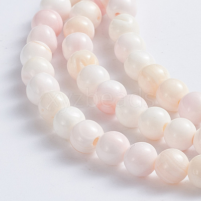 Natural Pink Shell Beads Strands SSHEL-L016-18C-1