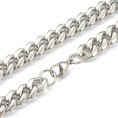 304 Stainless Steel Cuban Link Chain Bracelets & Necklaces Jewelry Sets SJEW-B019-03C-P-1