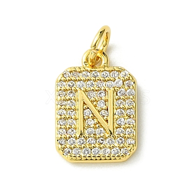 Rack Plating Brass Micro Pave Clear Cubic Zirconia Charms KK-G501-01N-G-1