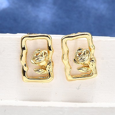 Brass Stud Earrings EJEW-G432-01G-1