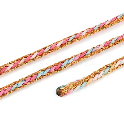 100M Segment Dyed Round Nylon & PET & Polyester Metallic Braided Cord OCOR-N009-01E-1