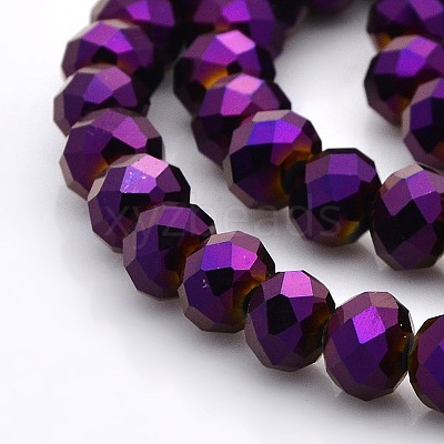 Full Plated Faceted Rondelle Glass Beads Strands GLAA-A024F-FP03-1