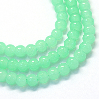 Baking Paint Imitation Jade Glass Round Bead Strands X-DGLA-Q021-10mm-22-1