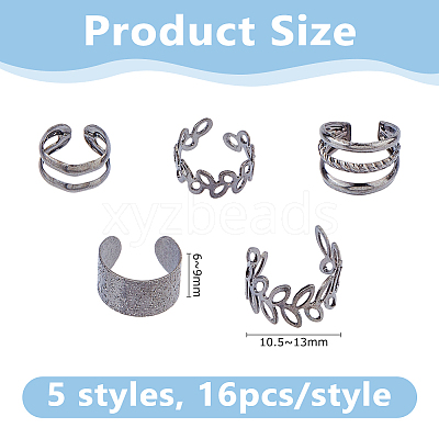 16 Bags Alloy C-Shaped Cuff Earrings for Unisex EJEW-DC0001-49B-1