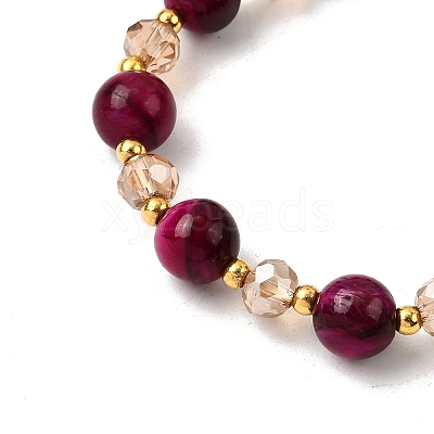 Dyed Natural Tiger Eye Beads Stretch Bracelets FS-WGE9EC2-04-1