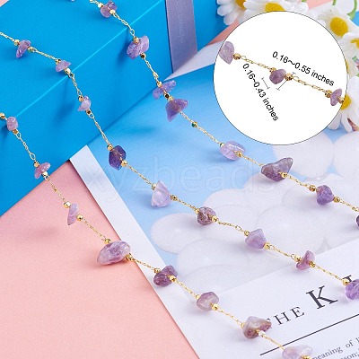 Natural Amethyst Chips Beaded Chains CHC-SZ0001-62H-1