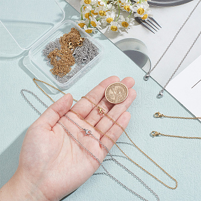 20Pcs 2 Colors 304 Stainless Steel Cable Chain Necklaces Set MAK-NB0001-23-1