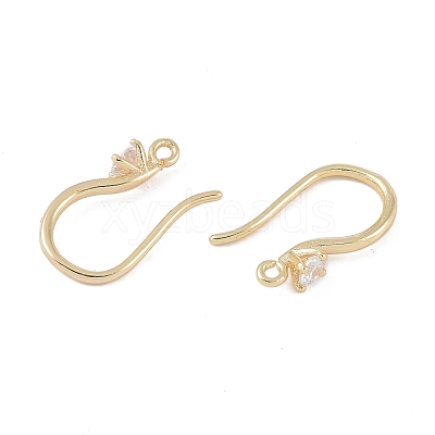 Brass Micro Pave Cubic Zirconia Earring Hooks KK-U008-09G-1