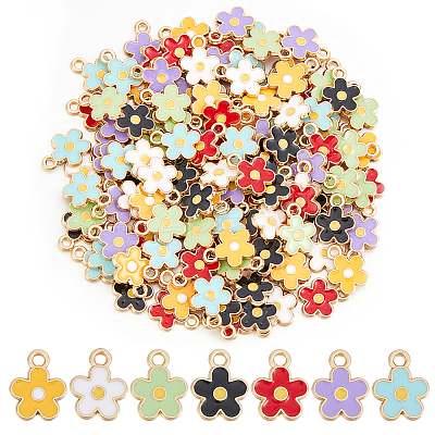 140Pcs 7 Colors Alloy Enamel Charms ENAM-HY0003-03-1