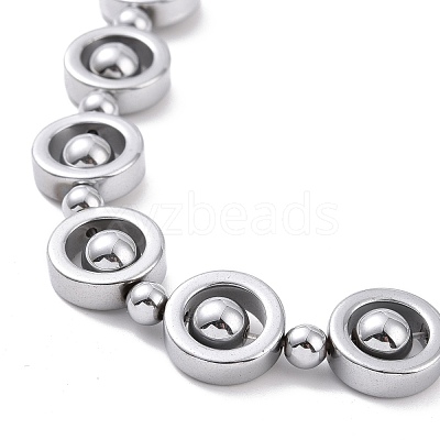 Synthetic Hematite & Brass Column Beaded Necklace with Magnetic Clasps NJEW-G047-01-1