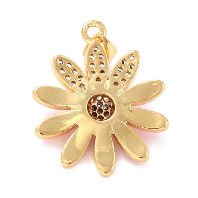 Real 18K Gold Plated Brass Micro Pave Cubic Zirconia Pendants ZIRC-L100-087G-04-1