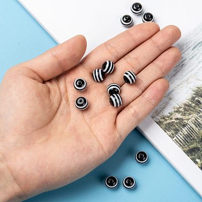 Round Striped Resin Beads RESI-R158-10mm-11-1