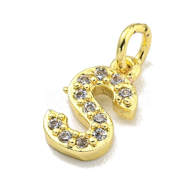 Letter Brass Micro Pave Clear Cubic Zirconia Pendants KK-K354-06G-S-1