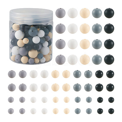 150Pcs 15 Styles Silicone Beads SIL-TA0001-30-1