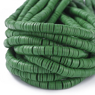 Flat Round Handmade Polymer Clay Beads CLAY-R067-8.0mm-46-1