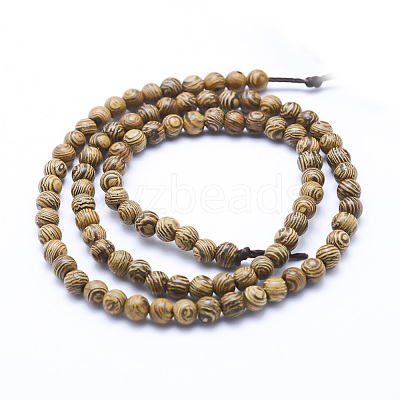 Natural Wenge Wood Beads Strands WOOD-P011-05-6mm-1