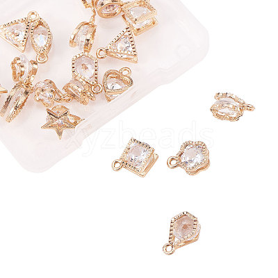 Alloy Cubic Zirconia Charms ZIRC-CJ0001-02LG-1