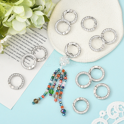 16Pcs Alloy Rhinestone Spring Gate Rings FIND-SP0004-52B-1