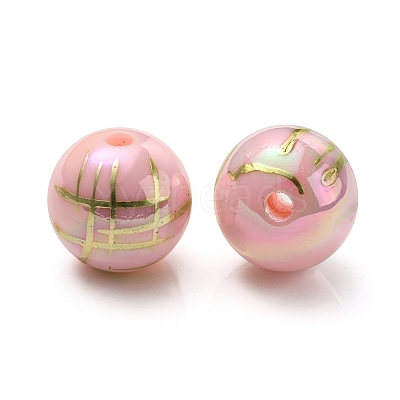 UV Plating Rainbow Iridescent Acrylic Beads PACR-E001-02D-1