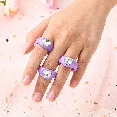 Opaque Acrylic Finger Rings RJEW-Q162-001C-1