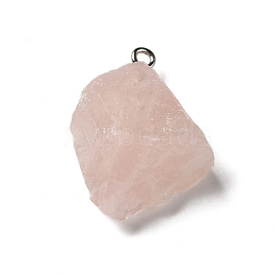 Raw Rough Natural Rose Quartz Pendants G-A028-01D-1