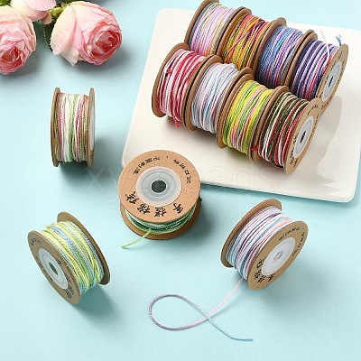 4 Rolls 4 Colors Segment Dyed Macrame Cotton Cord OCOR-YW0001-27B-1
