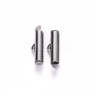 Tarnish Resistant 304 Stainless Steel Slide On End Clasp Tubes STAS-S115-01E-P-1