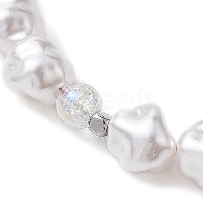 Nuggets Plastic Imitation Pearl & Glass & Synthetic Non-magnetic Hematite Beaded Bracelets for Women BJEW-JB10569-1