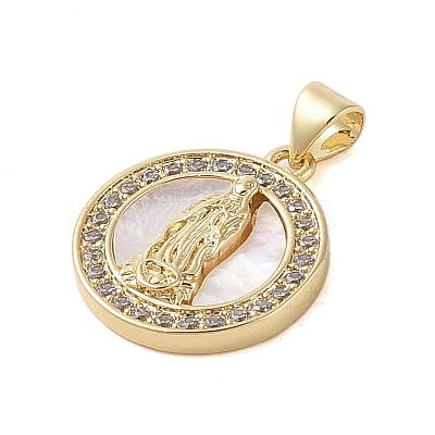 Brass Micro Pave Clear Cubic Zirconia Pendants KK-I712-40G-1