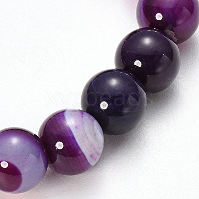 Natural Striped Agate/Banded Agate Beaded Stretch Bracelets X-BJEW-Q692-03C-1