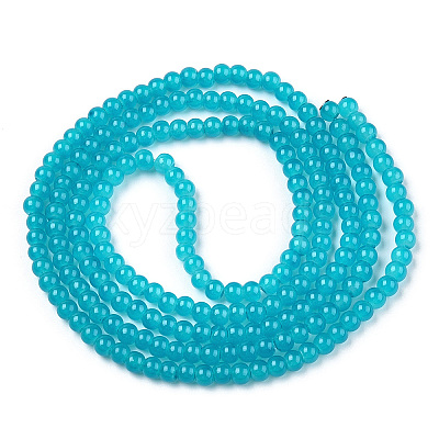 Baking Paint Imitation Jade Glass Round Bead Strands X-DGLA-Q021-4mm-07-1