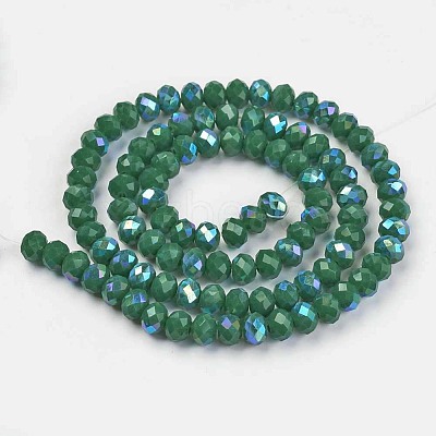 Electroplate Opaque Solid Color Glass Beads Strands EGLA-A034-P8mm-L05-1