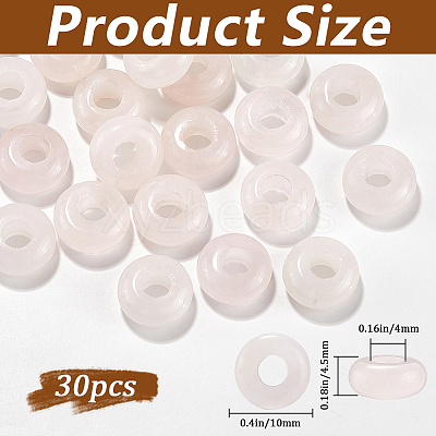 30Pcs Natural Rose Quartz European Beads G-SP0001-01A-04-1