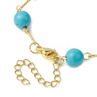 Natural & Synthetic Mixed Round Beaded Link Chain Bracelet BJEW-JB09970-1